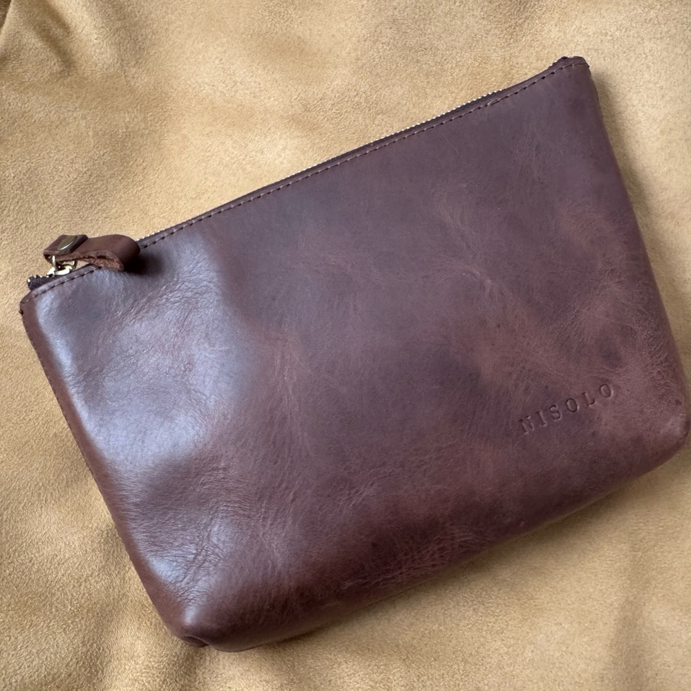 Nisolo Veracruz leather pouch chestnut